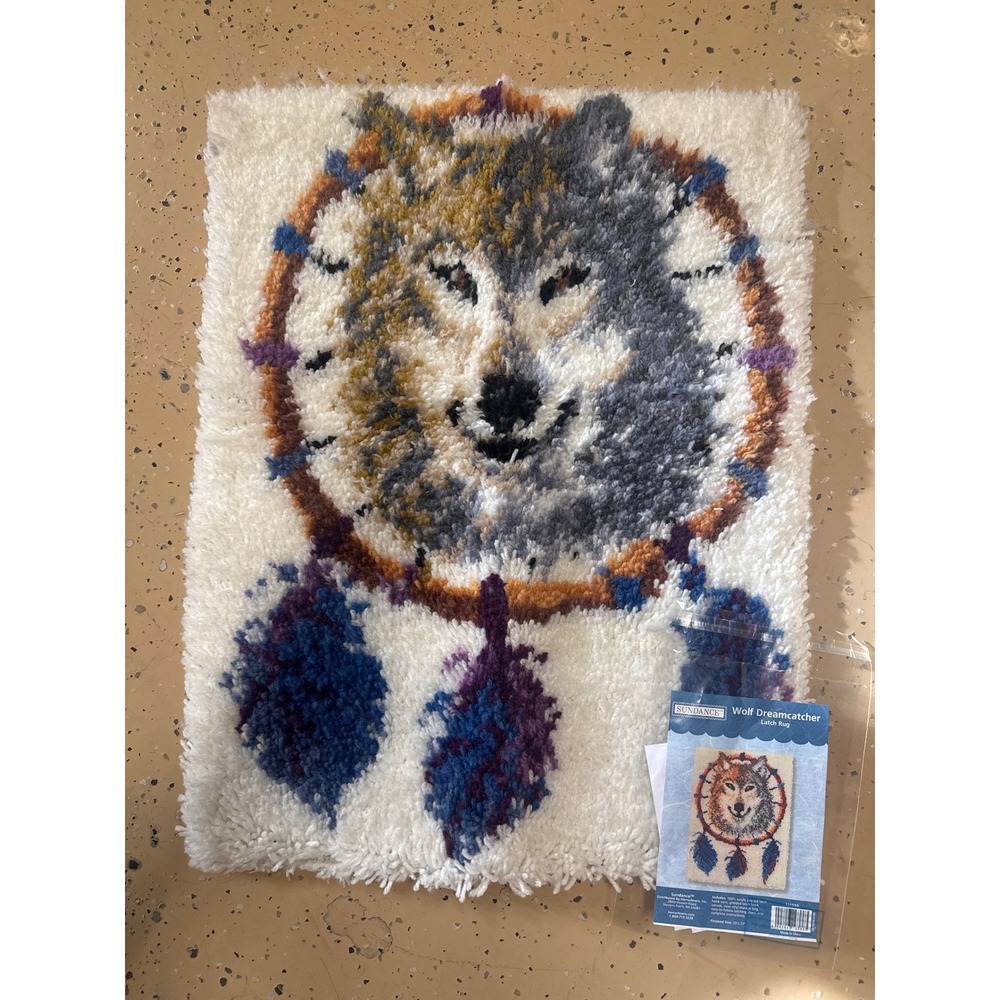 Sundance Wolf Dreamcatcher Latch Hook Rug Finished Wall Hanging 20x27 131930